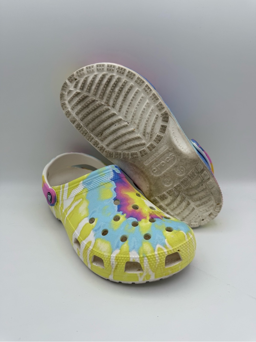 UNISEX Crocs Classic Comfort‎ Pastel Tie Dye Graphic Clogs Sz 8 Men's 10 Women's
